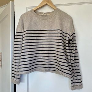Madewell Cropped Stripe Crewneck Sweatshirt